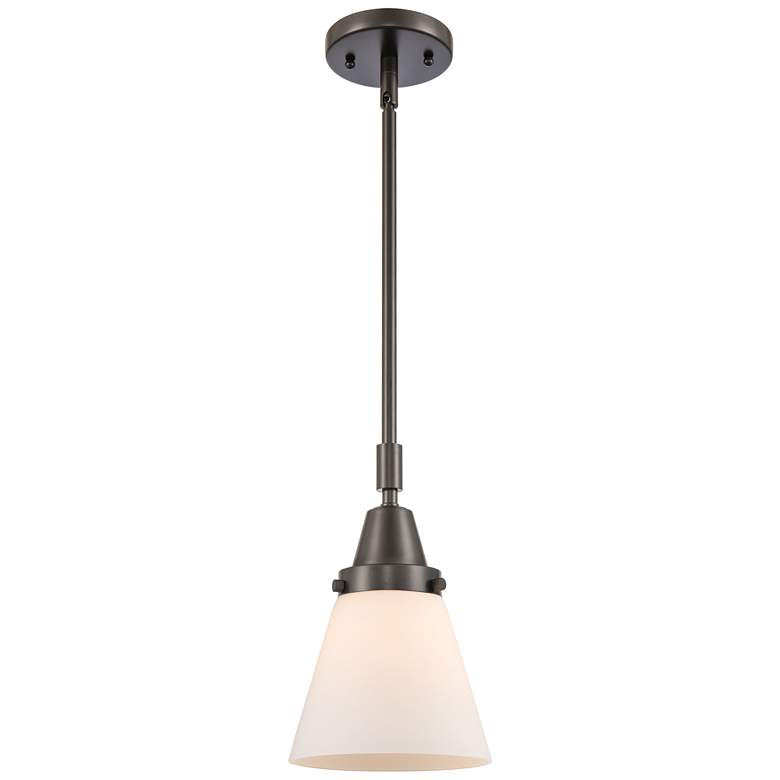 Image 1 Caden Cone 6" Wide Bronze Stem Hung Mini Pendant w/ Matte White Shade