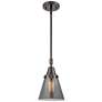Caden Cone 6" Wide Bronze Stem Hung Mini Pendant w/ Plated Smoke Shade