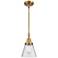 Caden Cone 6" Wide Brushed Brass Stem Hung Mini Pendant w/ Seedy Shade