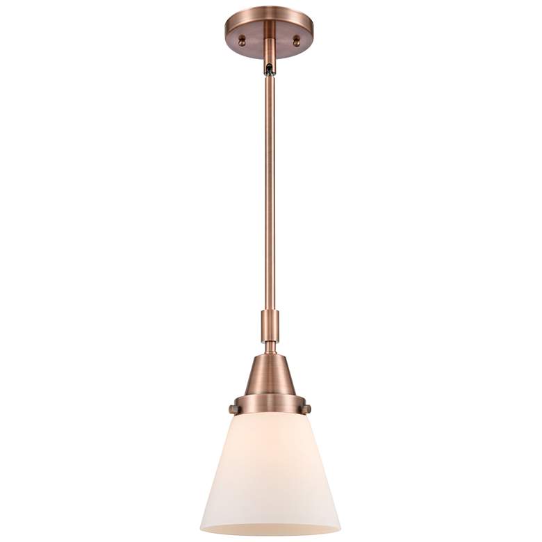 Image 1 Caden Cone 6" Wide Copper Stem Hung Mini Pendant w/ Matte White Shade