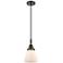 Caden Cone 6" Wide Matte Black and White Glass Mini Pendant