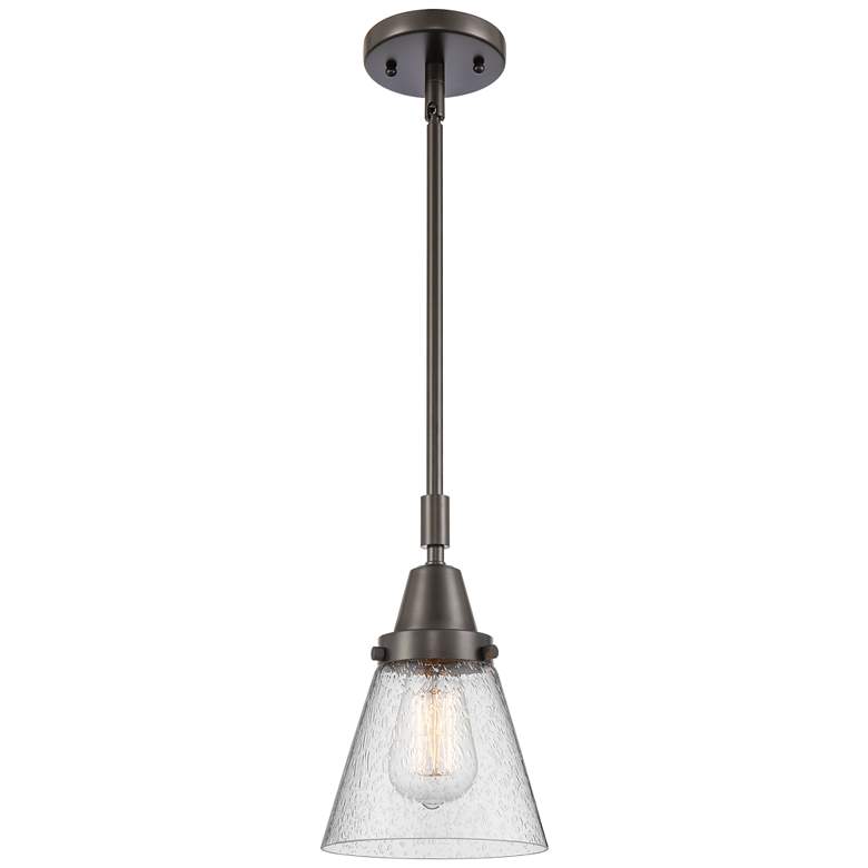 Image 1 Caden Cone 6" Wide Oil Rubbed Bronze Stem Hung Mini Pendant w/ Seedy S
