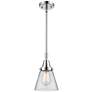 Caden Cone 6" Wide Polished Chrome Stem Hung Mini Pendant w/ Clear Sha
