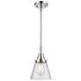 Caden Cone 6" Wide Polished Chrome Stem Hung Mini Pendant w/ Seedy Sha