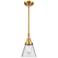 Caden Cone 6" Wide Satin Gold Stem Hung Mini Pendant w/ Seedy Shade