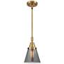 Caden Cone 6"W Brushed Brass Stem Hung Mini Pendant w/ Plated Smoke Sh