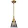 Caden Cone 6"W Brushed Brass Stem Hung Mini Pendant w/ Plated Smoke Sh
