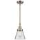 Caden Cone 6"W Brushed Satin Nickel Stem Hung Mini Pendant w/ Clear Sh