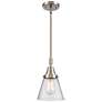 Caden Cone 6"W Brushed Satin Nickel Stem Hung Mini Pendant w/ Seedy Sh