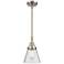 Caden Cone 6"W Brushed Satin Nickel Stem Hung Mini Pendant w/ Seedy Sh