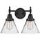 Caden Cone 8" 2 Light 17" LED Bath Light - Matte Black - Clear Sh