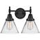 Caden Cone 8" 2 Light 17" LED Bath Light - Matte Black - Clear Sh