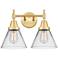 Caden Cone 8" 2 Light 17" LED Bath Light - Satin Gold - Clear Sha