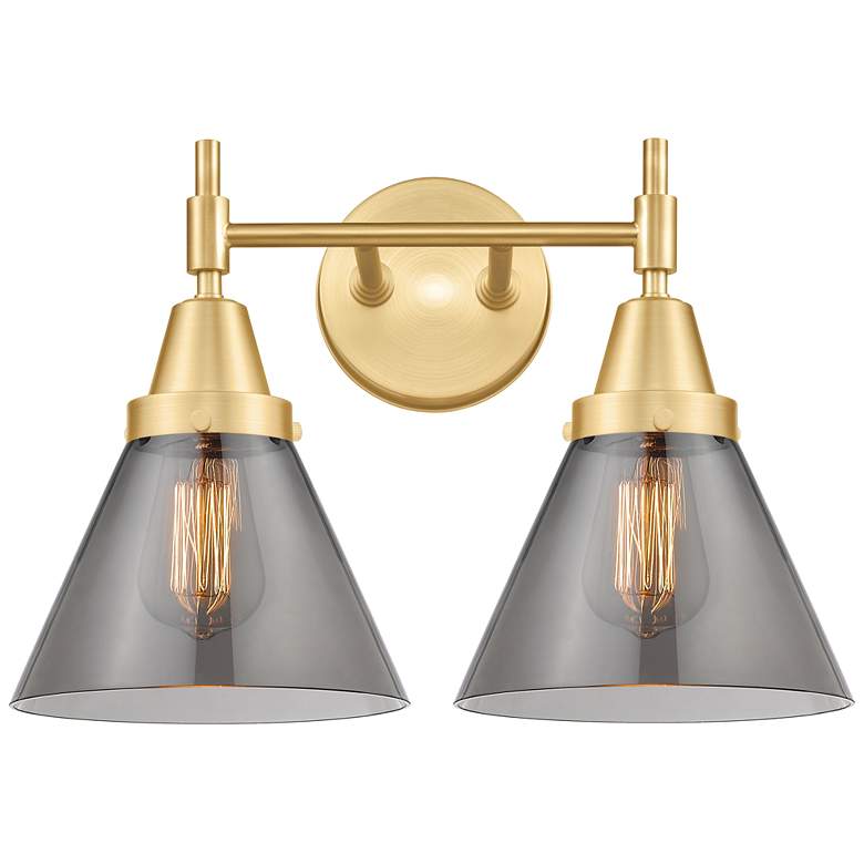 Image 1 Caden Cone 8" 2 Light 17" LED Bath Light - Satin Gold - Plated Sm
