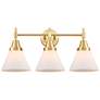 Caden Cone 8" 3 Light 26" Bath Light - Satin Gold - Matte White S