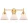 Caden Cone 8" 3 Light 26" Bath Light - Satin Gold - Matte White S