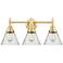 Caden Cone 8" 3 Light 26" Bath Light - Satin Gold - Seedy Shade