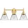Caden Cone 8" 3 Light 26" LED Bath Light - Satin Gold - Clear Sha