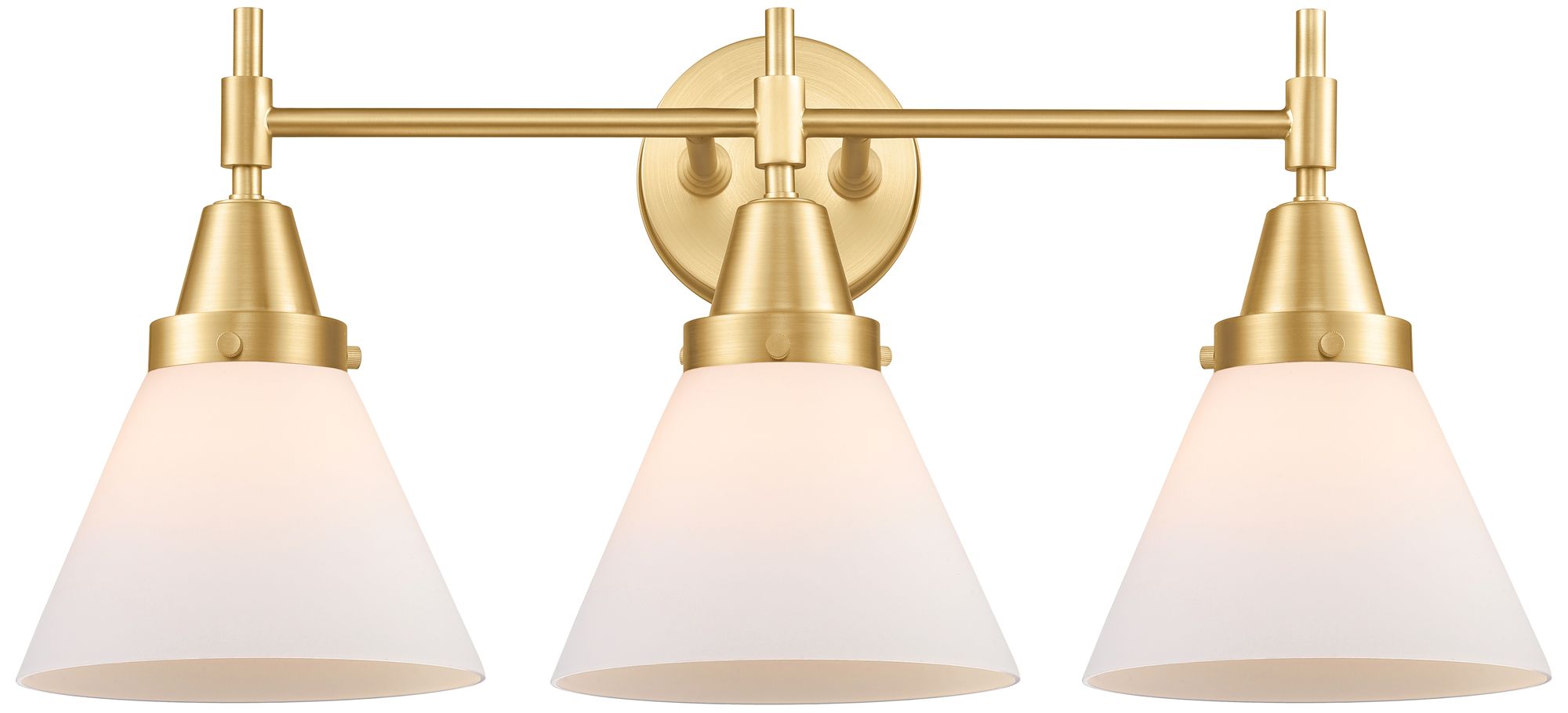 Caden Cone 8" 3 Light 26" LED Bath Light - Satin Gold - Matte Whi