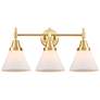 Caden Cone 8" 3 Light 26" LED Bath Light - Satin Gold - Matte Whi