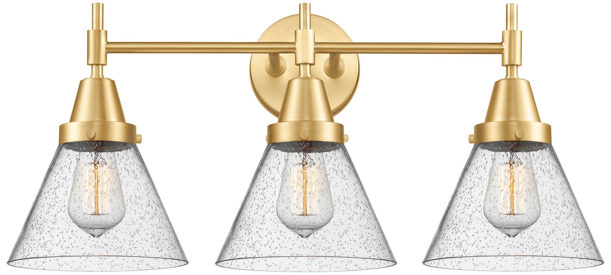 Caden Cone 8" 3 Light 26" LED Bath Light - Satin Gold - Seedy Sha