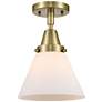 Caden Cone 8" Flush Mount - Antique Brass - Matte White Shade