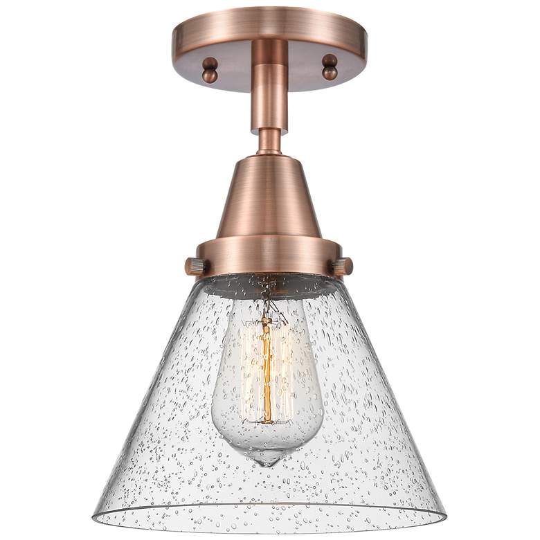 Image 1 Caden Cone 8" Flush Mount - Antique Copper - Seedy Shade