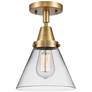 Caden Cone 8" Flush Mount - Brushed Brass - Clear Shade
