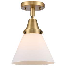 Image1 of Caden Cone 8" Flush Mount - Brushed Brass - Matte White Shade