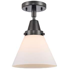 Image1 of Caden Cone 8" Flush Mount - Matte Black - Matte White Shade