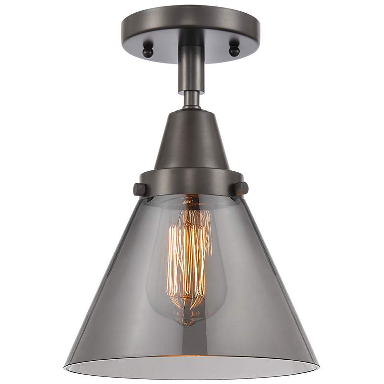 Image 1 Caden Cone 8" Flush Mount - Oil Rubbed Bronze - Plated Smoke Shade