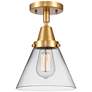 Caden Cone 8" Flush Mount - Satin Gold - Clear Shade