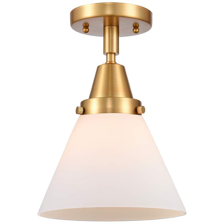 Image 1 Caden Cone 8" Flush Mount - Satin Gold - Matte White Shade