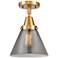 Caden Cone 8" Flush Mount - Satin Gold - Plated Smoke Shade