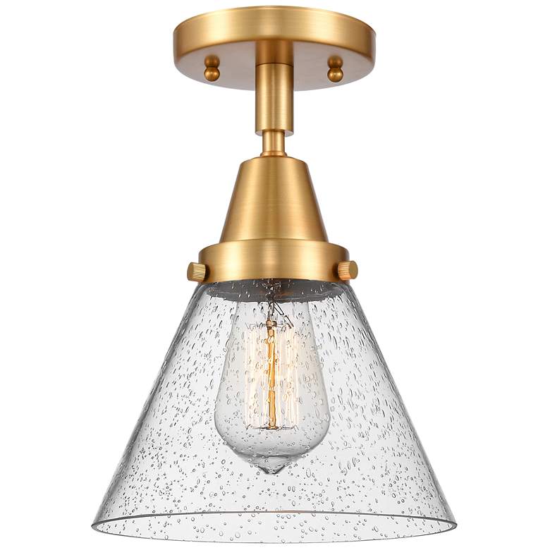 Image 1 Caden Cone 8" Flush Mount - Satin Gold - Seedy Shade