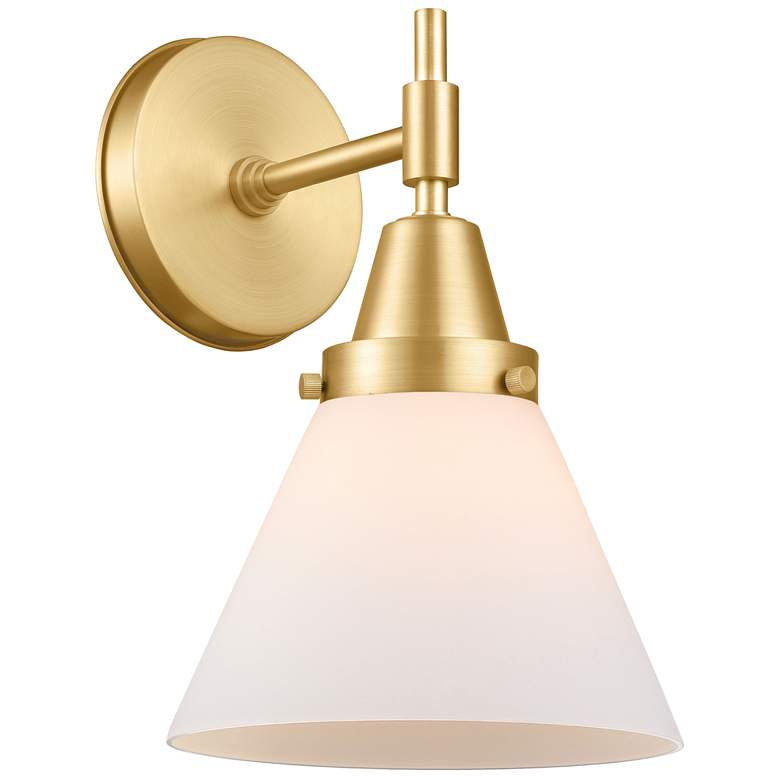 Image 1 Caden Cone 8" Incandescent Sconce - Gold Finish - Matte White Shade