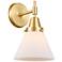 Caden Cone 8" Incandescent Sconce - Gold Finish - Matte White Shade