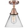 Caden Cone 8" LED Flush Mount - Antique Copper - Clear Shade