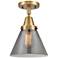 Caden Cone 8" LED Flush Mount - Brushed Brass - Plated Smoke Shade