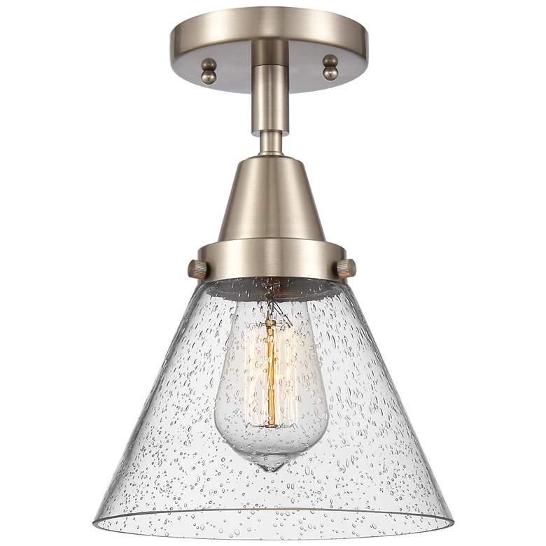 Image 1 Caden Cone 8" LED Flush Mount - Brushed Satin Nickel - Seedy Shade
