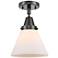 Caden Cone 8" LED Flush Mount - Matte Black - Matte White Shade
