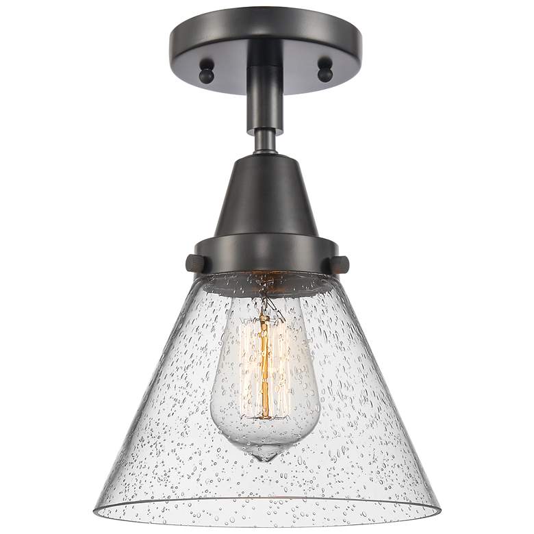 Image 1 Caden Cone 8" LED Flush Mount - Matte Black - Seedy Shade