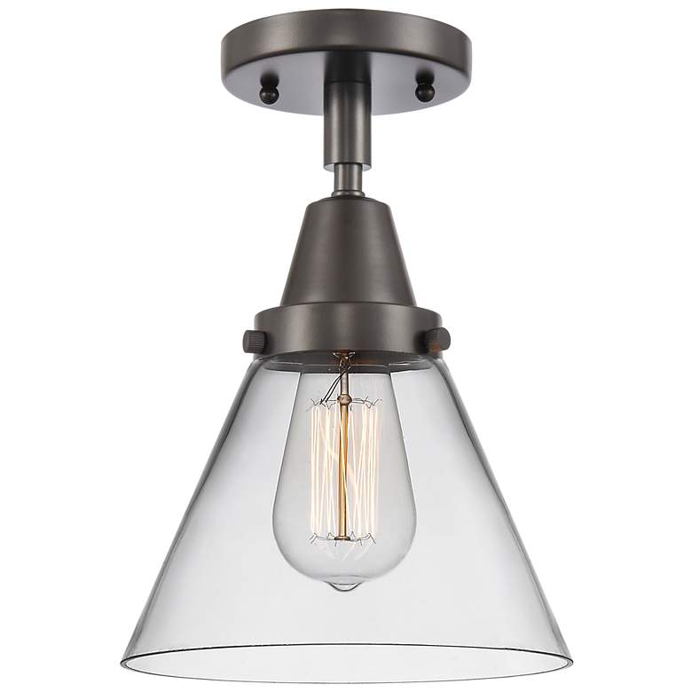 Image 1 Caden Cone 8" LED Flush Mount - Oil Rubbed Bronze - Clear Shade