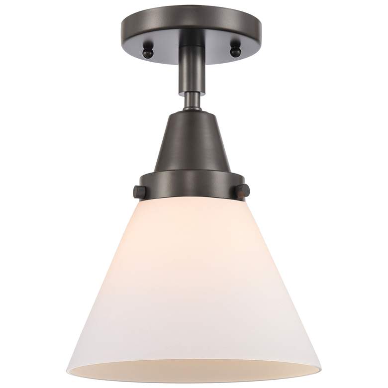 Image 1 Caden Cone 8" LED Flush Mount - Oil Rubbed Bronze - Matte White Shade