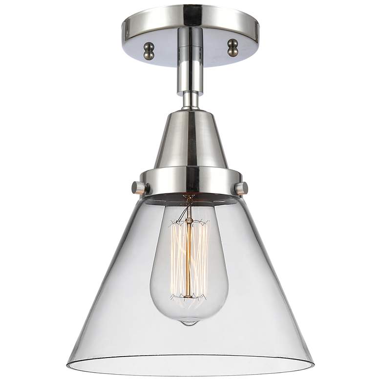 Image 1 Caden Cone 8" LED Flush Mount - Polished Chrome - Clear Shade