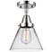 Caden Cone 8" LED Flush Mount - Polished Chrome - Clear Shade
