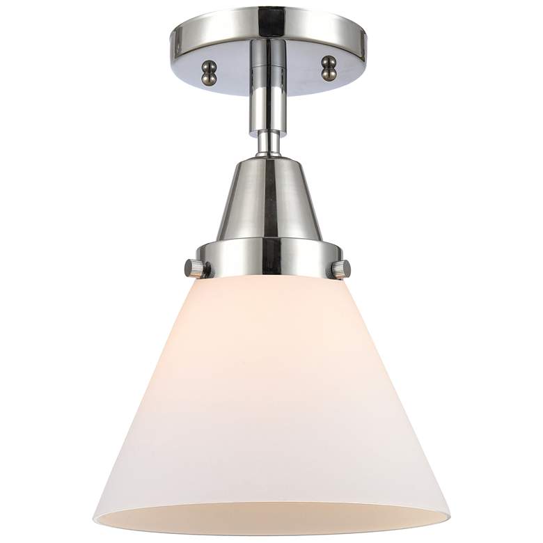 Image 1 Caden Cone 8" LED Flush Mount - Polished Chrome - Matte White Shade