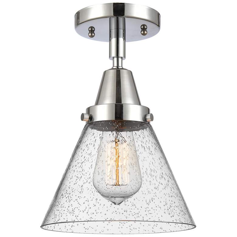 Image 1 Caden Cone 8" LED Flush Mount - Polished Chrome - Seedy Shade