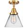 Caden Cone 8" LED Flush Mount - Satin Gold - Clear Shade