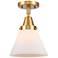 Caden Cone 8" LED Flush Mount - Satin Gold - Matte White Shade
